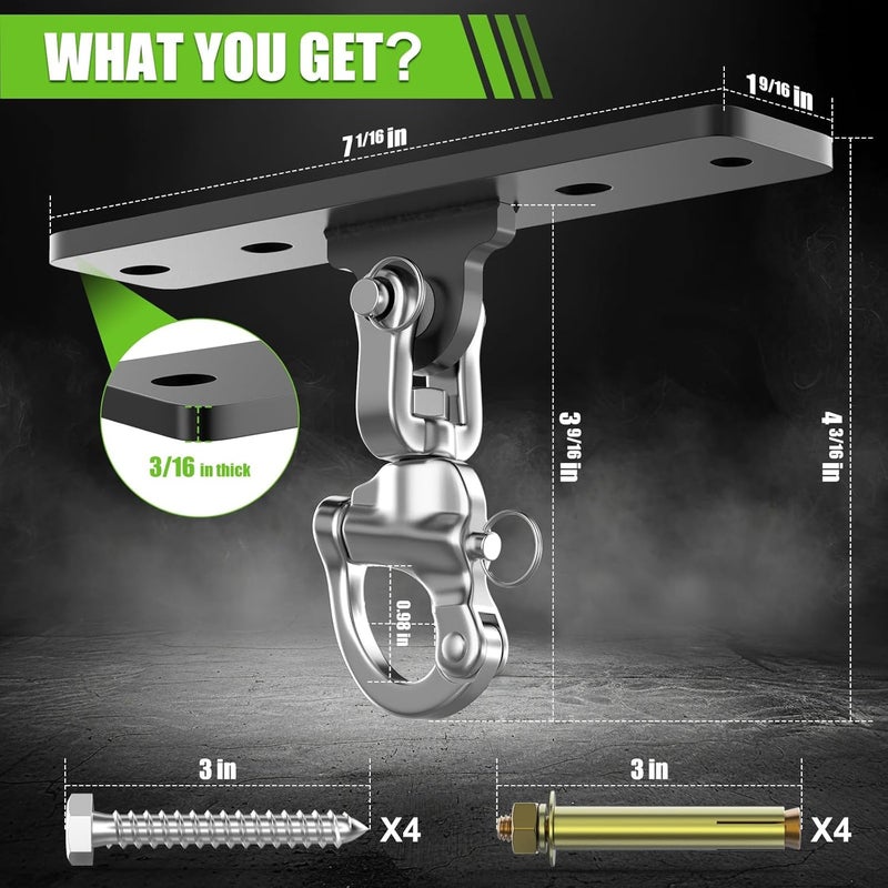 Eapele Punching Bag Hanger, Heavy Bag Ceiling Mount Holder for Hanging, 360° Swivel Boxing Bag Hanger for MMA Training, Muay Thai Bags, Heavy Duty Hook for Aerial Yoga, Porch Swings, Hammock Chairs - Image 3